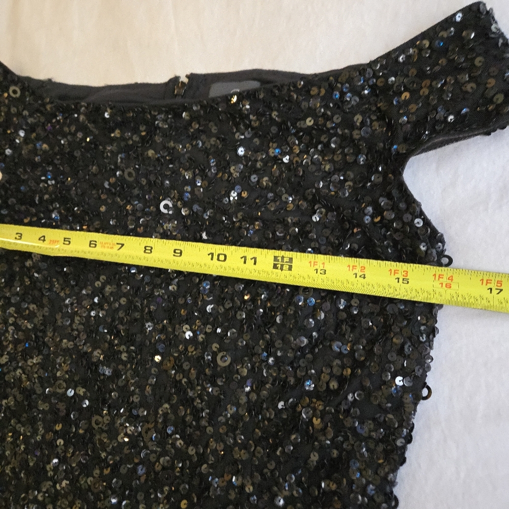Adrianna Papell Black Sequin Off-Shoulder Midi Evening Party Dress MI3 - Picture 10 of 16
